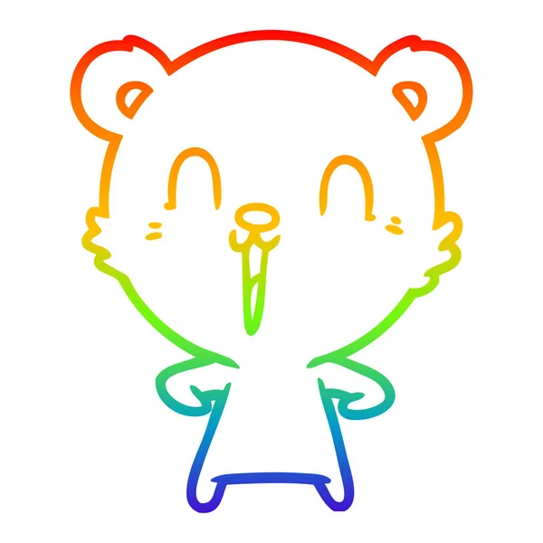 Rainbow gradient ligne dessin heureux dessin animé ours polaire — Image vectorielle