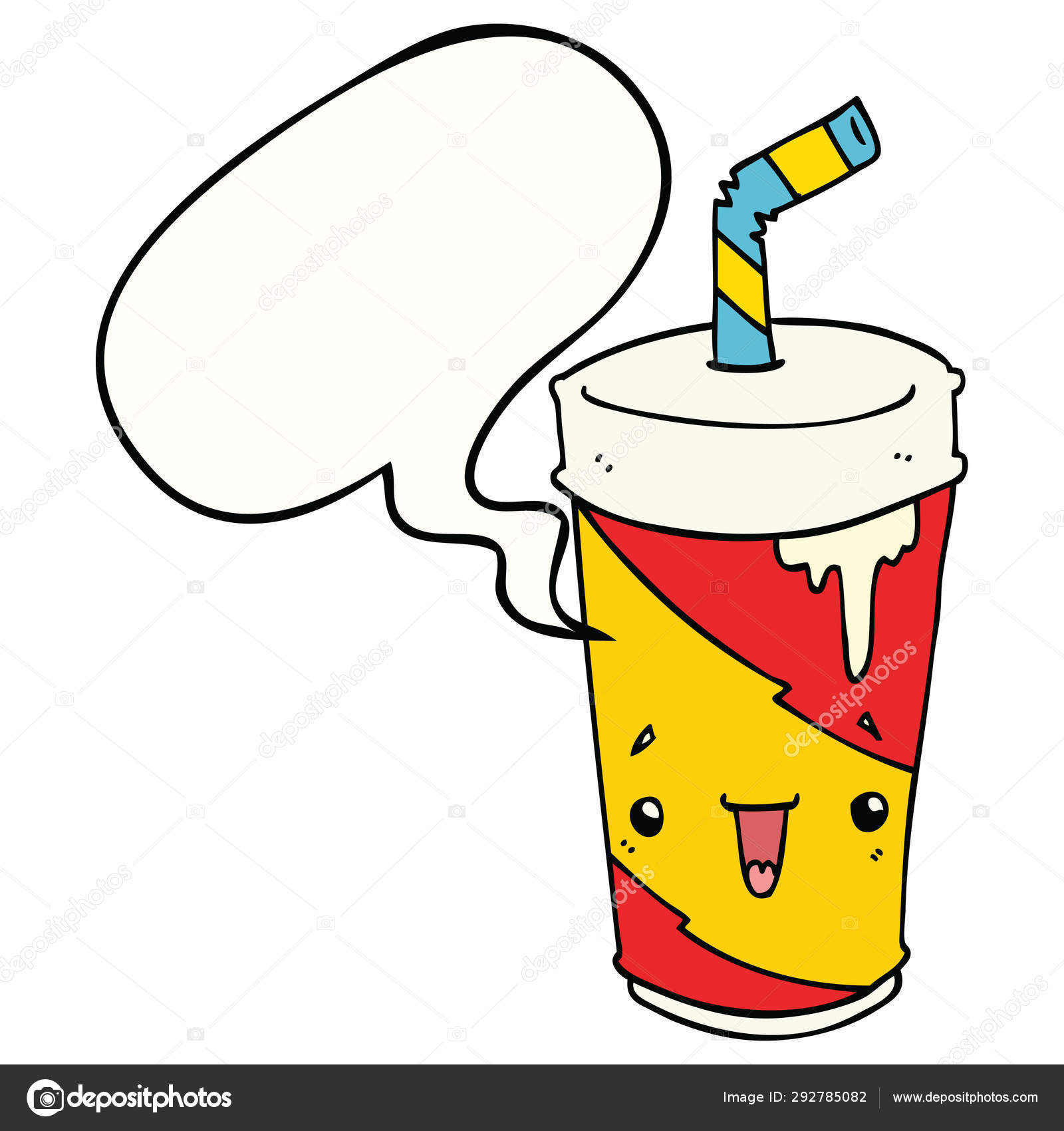 Cartoon soda cup and speech bubble Stock Vector Image by