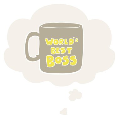 retro tarzında dünyanın en iyi patron kupa ve düşünce balonu