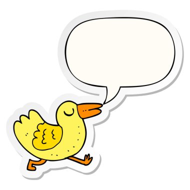 karikatür kuş ve konuşma kabarcık etiket