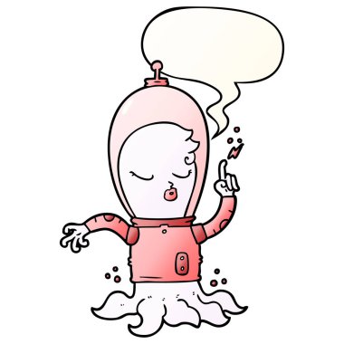 pürüzsüz degrade tarzında sevimli karikatür yabancı ve konuşma balonu