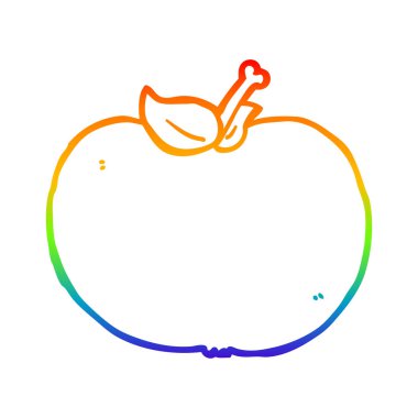 gökkuşağı degrade çizgi çizim karikatür elma