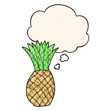 çizgi film ananas ve çizgi roman tarzında düşünce balonu