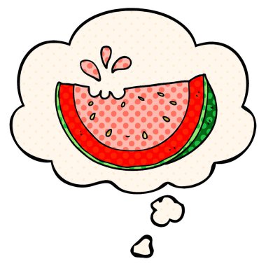 çizgi roman tarzında karikatür karpuz ve düşünce balonu