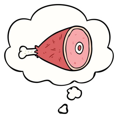 karikatür pişmiş et ve düşünce balonu