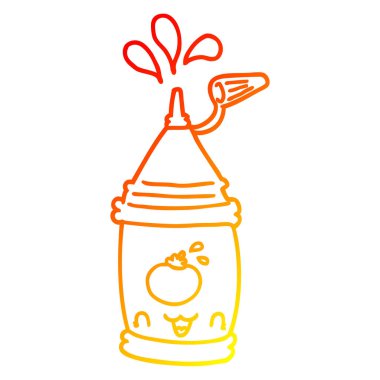 sıcak degrade çizgi çizim karikatür ketçap şişe