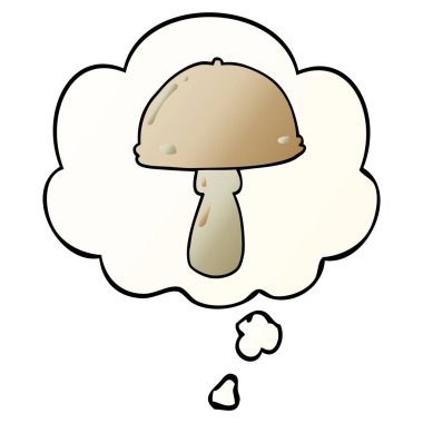 çizgi film mantarı ve pürüzsüz degrade tarzında düşünce balonu