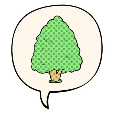 çizgi film uzun boylu ağaç ve çizgi roman tarzında konuşma balonu