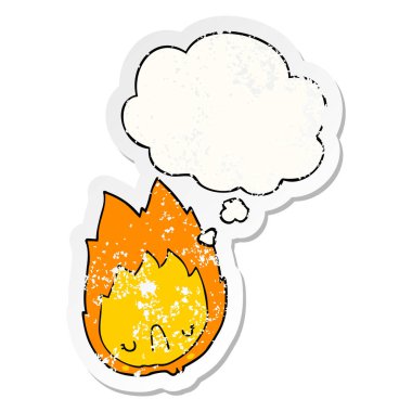 bir sıkıntılı yıpranmış st olarak karikatür mutsuz alev ve düşünce balonu