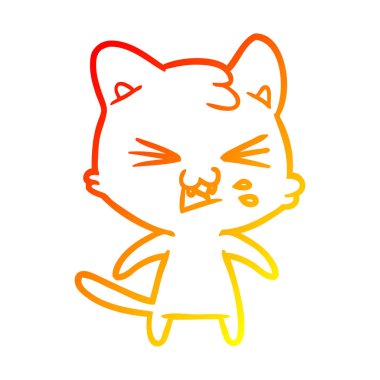sıcak degrade çizgi çizim karikatür kedi hissing