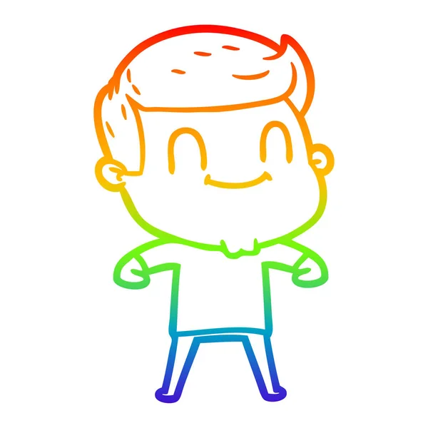 Arco iris gradiente línea dibujo dibujos animados hombre amigable — Vector de stock