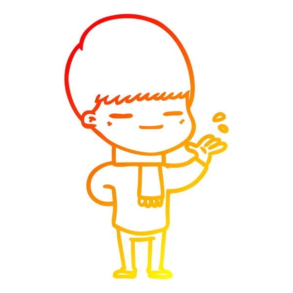 Čára teplého přechodu kreslení kreslený samosebou chlapec — Stockový vektor