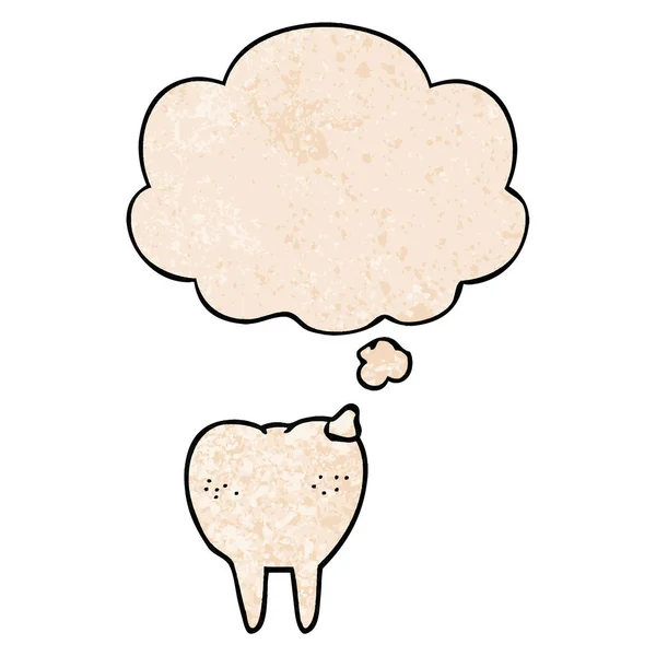 Мультяшный зуб и мыслепузырь в стиле гранж текстуры — стоковый вектор