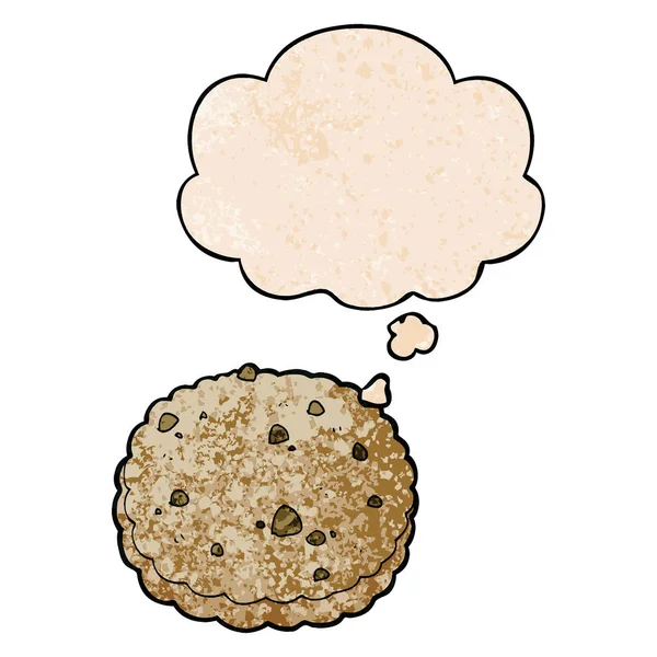 Мультяшное печенье и мыслей пузырь в гранж текстуры шаблон хлев — стоковый вектор