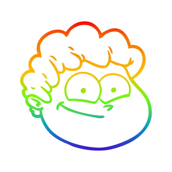 Regenboog gradiënt lijntekening cartoon mannelijk gezicht — Stockvector