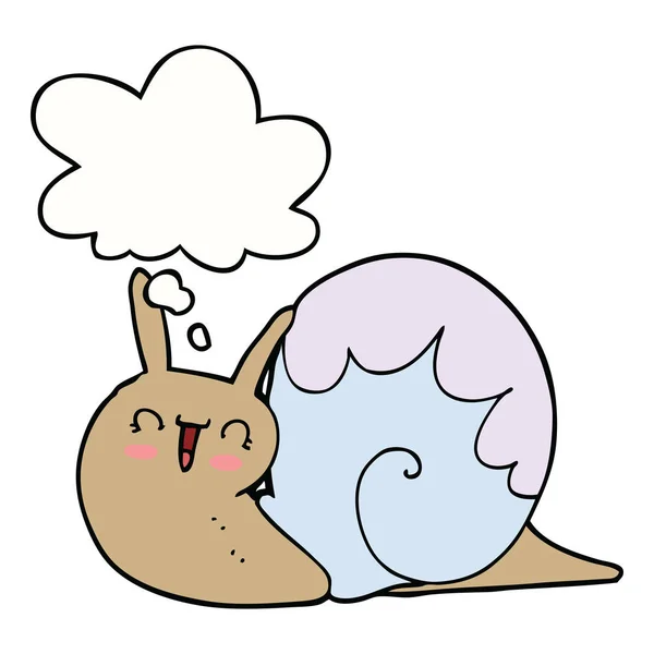 Cute cartoon snail and thought bubble — Stock Vector