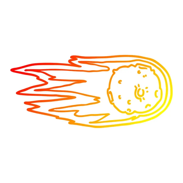 Warme gradiënt lijntekening cartoon Comet — Stockvector