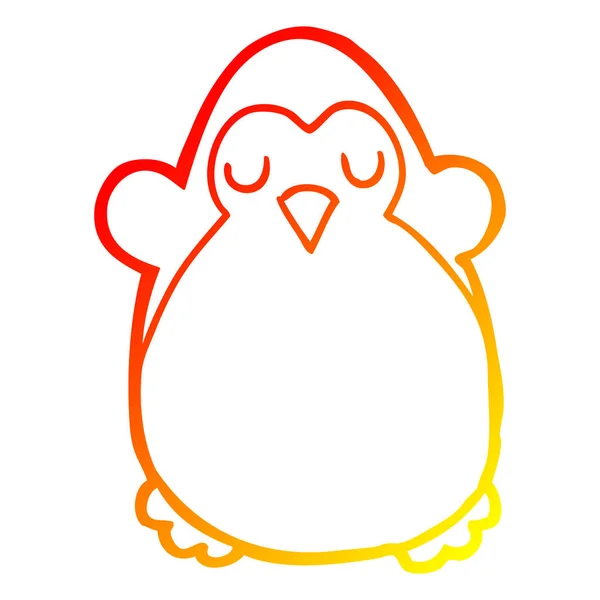 暖かいグラデーションライン描画漫画ペンギン — ストックベクタ