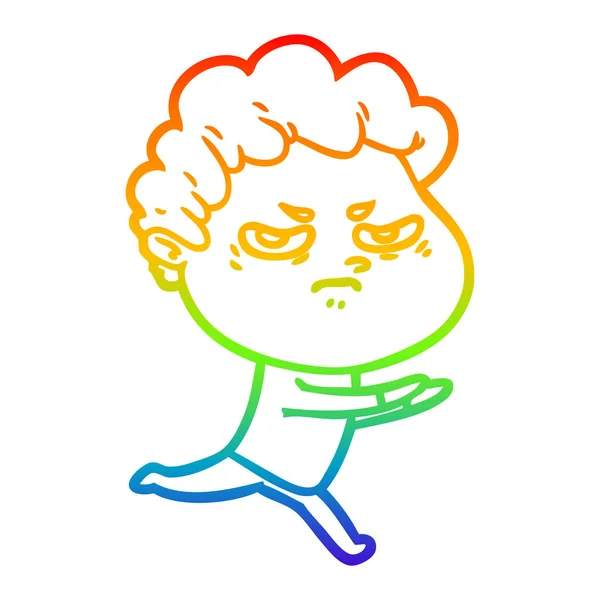 Gökkuşağı gradyan çizgi çizim karikatür kızgın adam — Stok Vektör