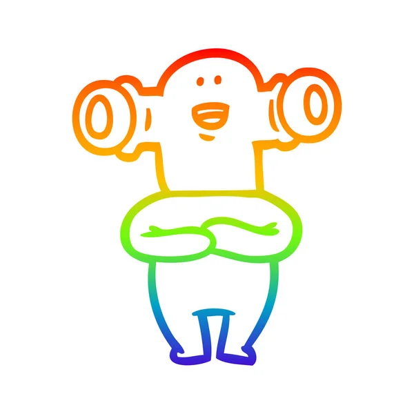 Linea gradiente arcobaleno disegno amichevole cartone animato alieno — Vettoriale Stock