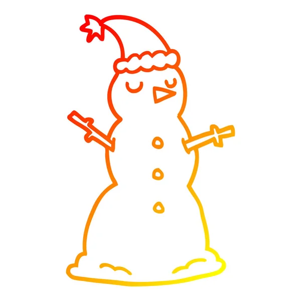 Linha gradiente quente desenho boneco de neve desenhos animados — Vetor de Stock