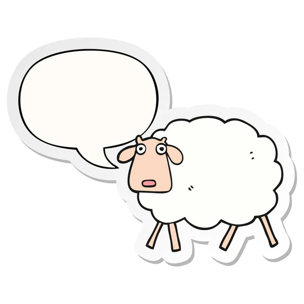 Cartoon owiec i naklejka bańka mowy — Wektor stockowy