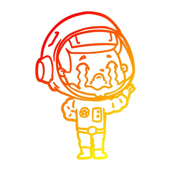 Linha gradiente quente desenho dos desenhos animados chorando astronauta —  Vetores de Stock