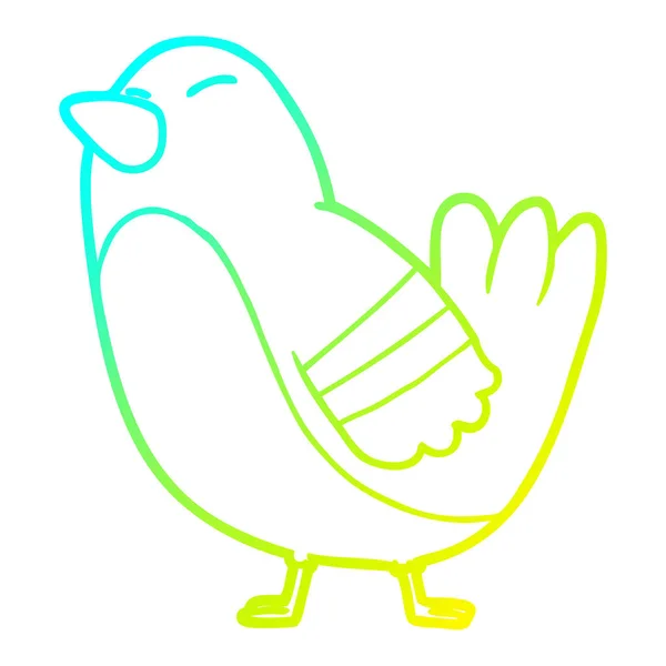 Linha gradiente frio desenho pássaro dos desenhos animados — Vetor de Stock