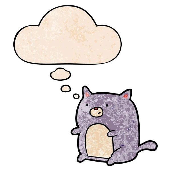 Мультяшный кот и мыслепузырь в стиле гранж текстуры — стоковый вектор