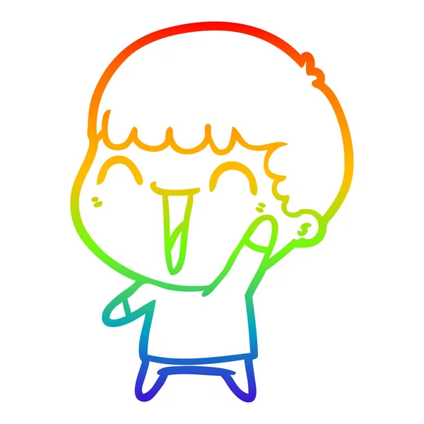 Arco iris gradiente línea dibujo dibujos animados feliz hombre — Vector de stock