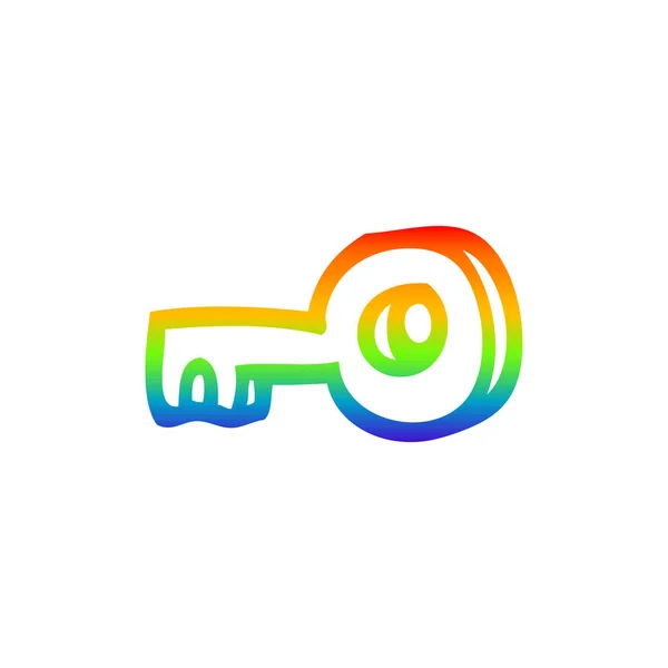 Regenboog gradiënt lijntekening cartoon sleutel — Stockvector