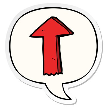 karikatür ok ve konuşma kabarcık etiket