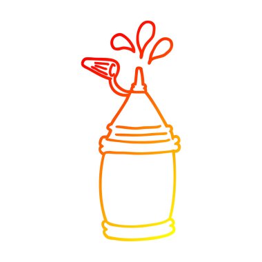 sıcak degrade çizgi çizim karikatür ketçap şişe