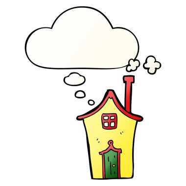 karikatür ev ve pürüzsüz degrade tarzında düşünce balonu