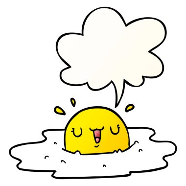 düzgün degrade tarzında karikatür kızarmış yumurta ve konuşma balonu