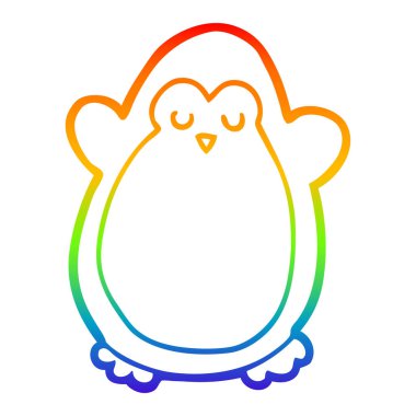 gökkuşağı gradyan çizgi çizim karikatür penguen