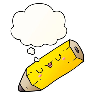 sevimli karikatür kalem ve pürüzsüz degrade tarzında düşünce balonu