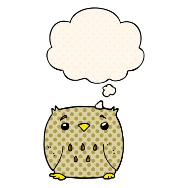 çizgi film baykuş ve çizgi roman tarzında düşünce balonu