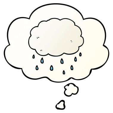 karikatür yağmur bulutu ve pürüzsüz degrade tarzında düşünce balonu
