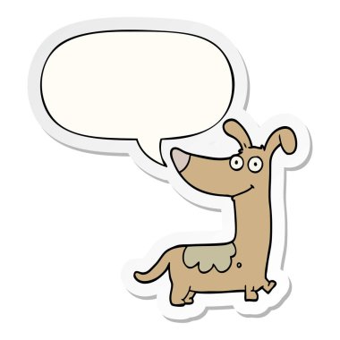 karikatür köpek ve konuşma kabarcık etiket
