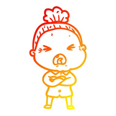 degrade çizgi çizgi karikatür kadın kızgın sıcak çizim