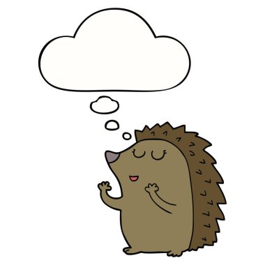 karikatür kirpi ve düşünce balonu