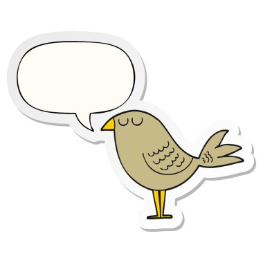 karikatür kuş ve konuşma kabarcık etiket
