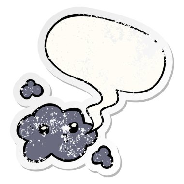 sevimli karikatür bulut ve konuşma balonu sıkıntılı etiket