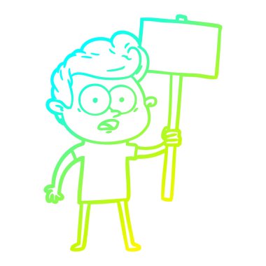 soğuk degrade çizgi çizim karikatür adam bakan