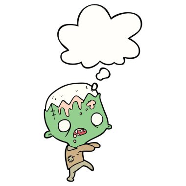 karikatür zombi ve düşünce balonu