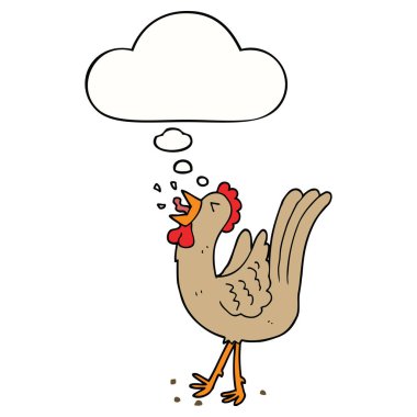 karikatür ötme horoz ve düşünce balonu