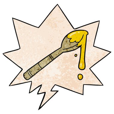 retro doku sty içinde karikatür kaşık bal ve konuşma bal