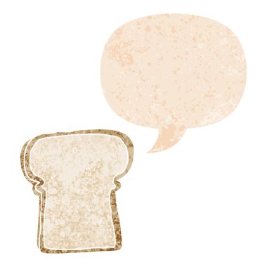 retro dokulu tarzında ekmek ve konuşma balonu karikatür dilim