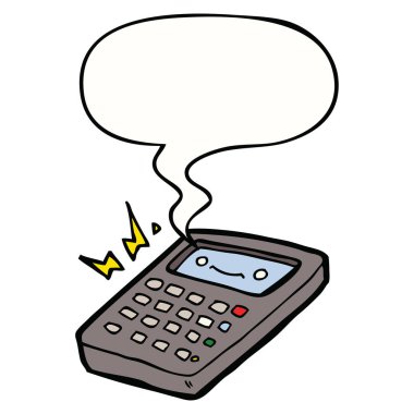 karikatür hesap makinesi ve konuşma balonu